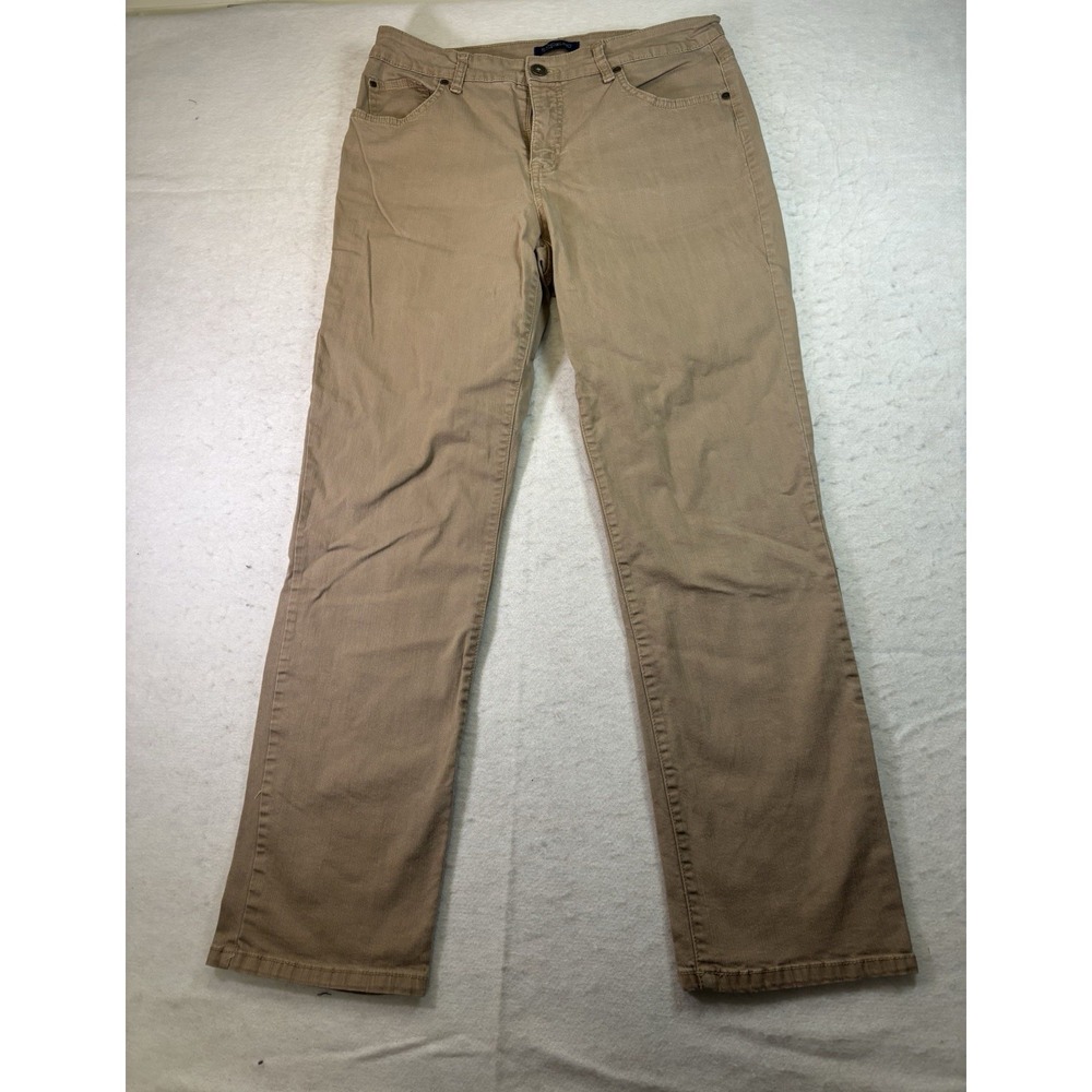 Bandolino Women's 10 Mandie Khaki Jeans Mid Rise Relaxed Fit Straight Leg